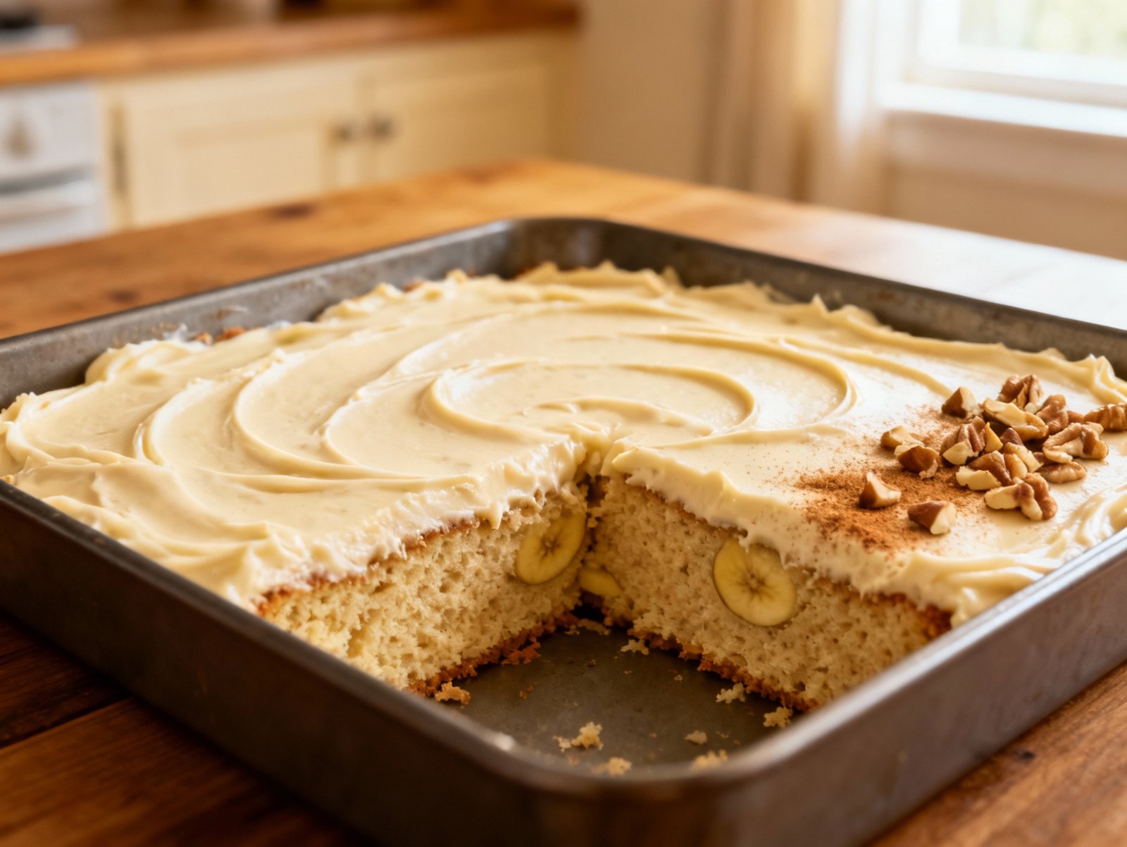 Freshly baked banana cake