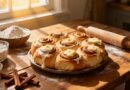 Cinnamon roll recipe with freshly baked cinnamon rolls and cream cheese frosting
